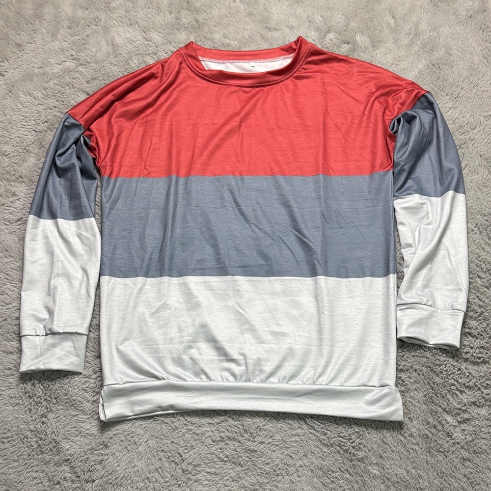 Men's Tri-Color Sweatshirt in Red, Gray, and White